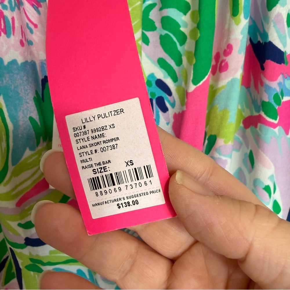 Lilly Pulitzer Lana Skirt Romper XS Pink Tropical Print Long Sleeve Mini Dress - Picture 5 of 14